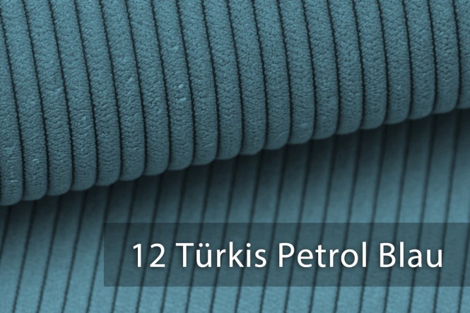 ONTRE - Cord Möbelstoff - 12 Türkis Petrol Blau