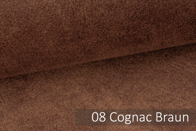 COUEN - Soft-Velours Möbelstoff - 08 Cognac Braun